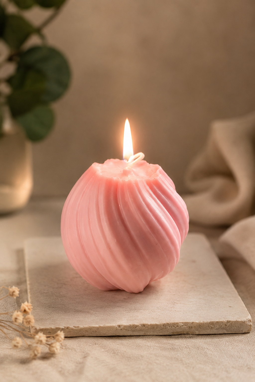 Blush Swirl Soy Wax Candle - Hand poured Decorative Fragrance Candle Cumbria UK